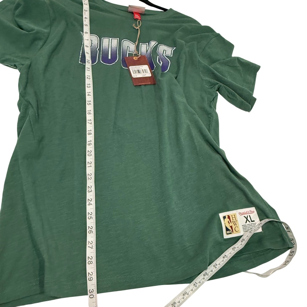 Mitchell & Ness Milwaukee Bucks NBA Slub T-Shirt Green Mens XL NWT Streetwear - Picture 4 of 10